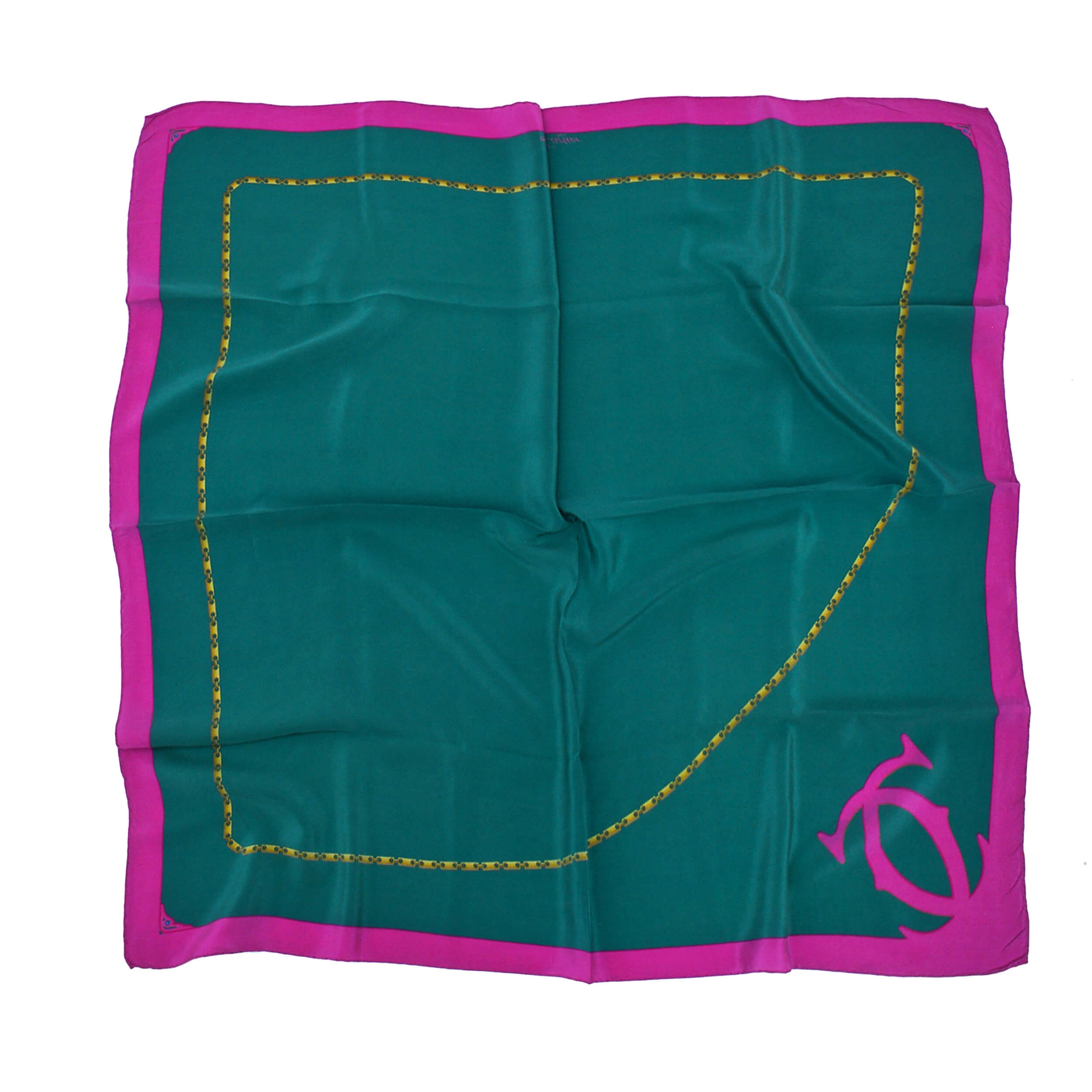 Cartier - Green & Pink Silk Scarf